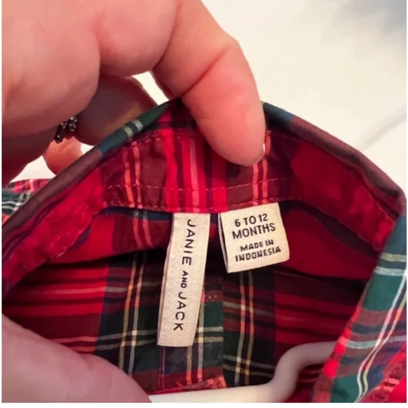 janie and jack christmas Classic tartan plaid patterning boy onesie - Picture 4 of 4